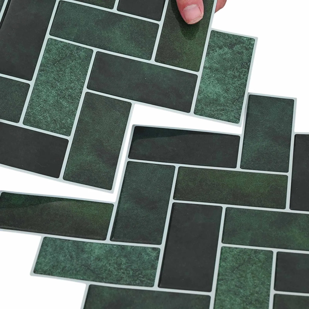 Piastrella a Spina di Pesce 20 pcs Verde Scuro 30 x 30 cm