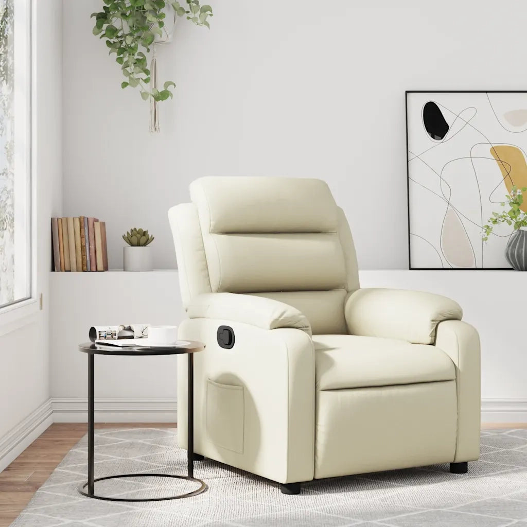 Divano Sedia-Poltrona Reclinabile Crema in Similpelle 613021
