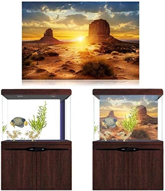 Poster per Acquario - Stile Deserto - Poster di Sfondo - PVC Densità - Adesivo Auto - Facile da Installare (122 x 61 cm)