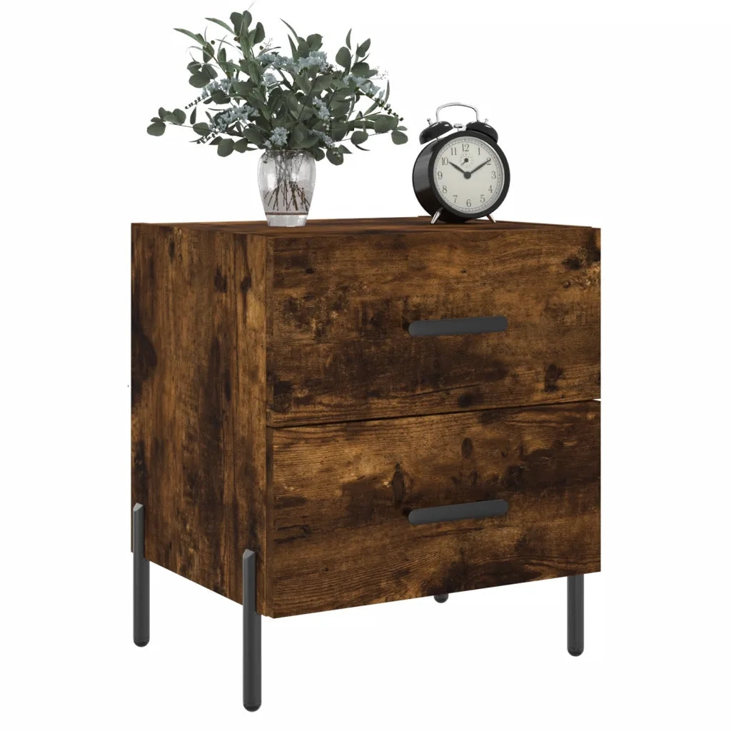 Comodini 2 pz-Set di 2 Tavolino da notte Rovere Fumo 40x35x47,5 cm in Legno Multistrato 579899