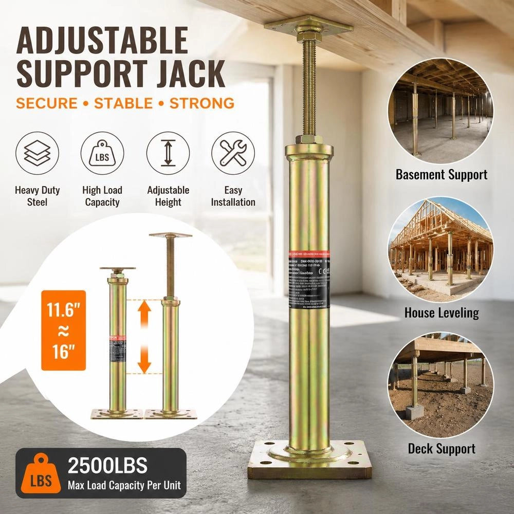 Car Jacks For Home Use, 4-pack, Height Range From 29.4 To 40.6 Cm, Maximum Load Capacity Per Unit: 1000 Kg, Adjustable Support Beam For Leveling, Galvanized Telescopic Car Jack For Temporary Support