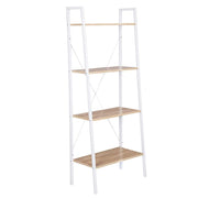 Robusta scaffalatura a scala a 4 ripiani con struttura in metallo per soggiorno bianco/marrone 19_0000372