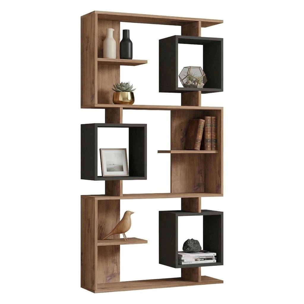 Biblioteca Cergnago, Libreria 8 Ripiani, 90x25x172h cm Marrone Rovere