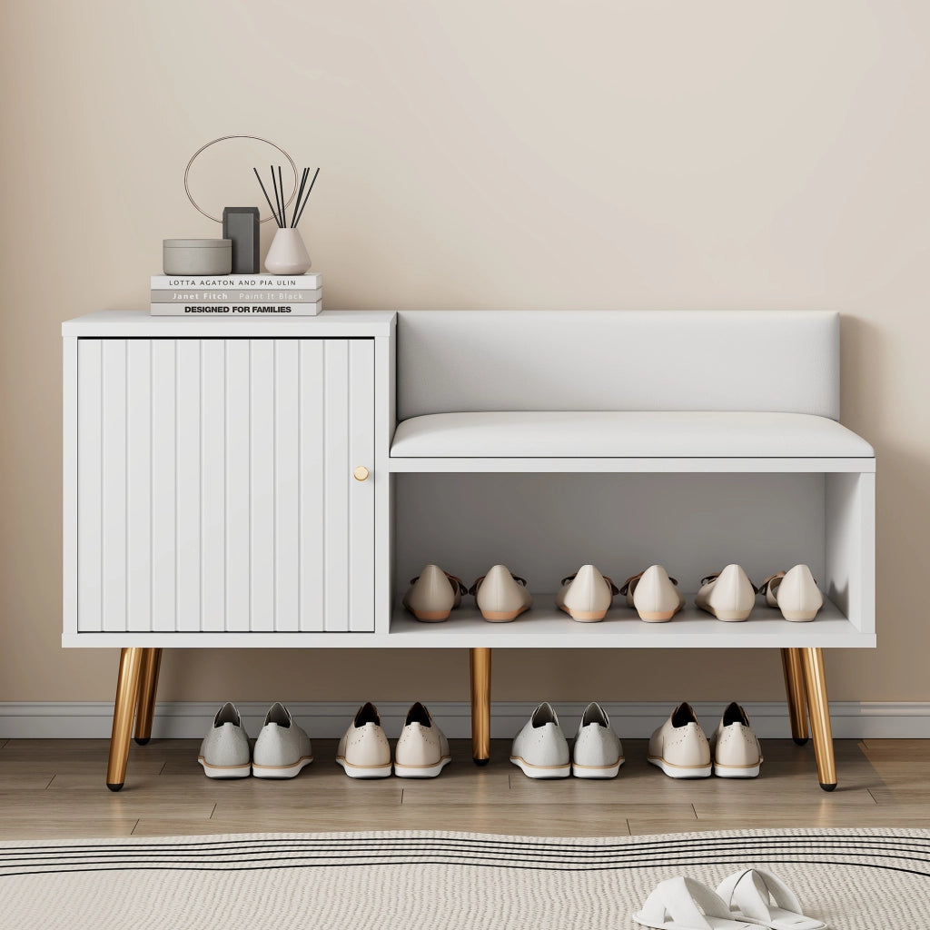 Mobile ingresso con vano contenitore e seduta imbottita - per ingresso - 100×38×58 cm - bianco