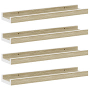 4 pz Mensole da Parete | Scaffali a Parete | Ripiano a parete Bianco e Rovere Sonoma 40x9x3 cm