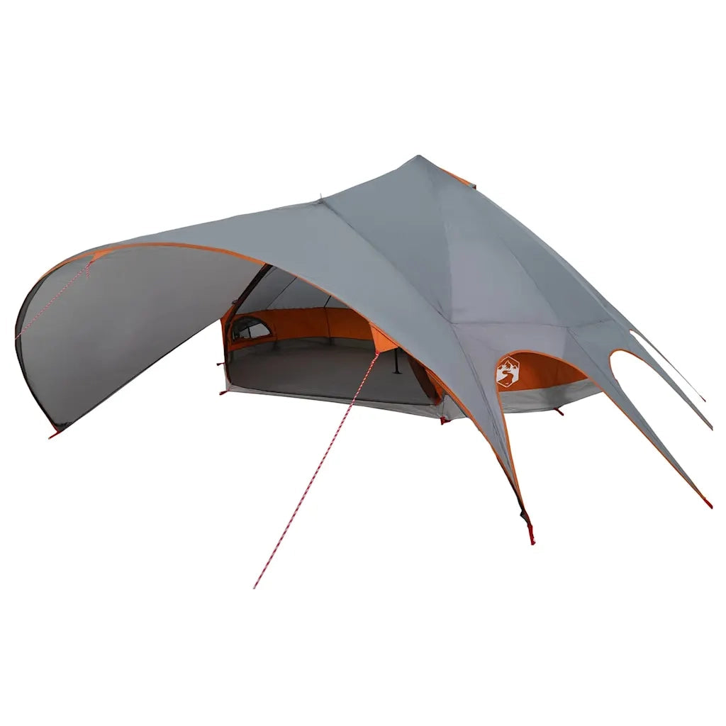 Tenda Teepee per 9 Persone con tetto-Tenda da campeggio Grigio e arancione