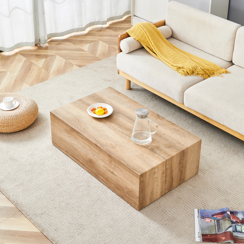 Tavolino da caffè rettangolare - per soggiorno - in MDF - 90x50x30 cm - effetto legno