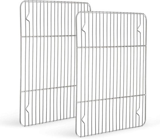 Griglia a due pezzi in acciaio inossidabile - resistente all'acqua di cottura - griglia per griglia e grill - dimensioni 38,5 x 28 x 2 cm - salutare e sostenibile - piatto di cottura