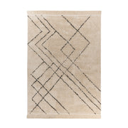 Tappeto Mylen in cotone crema e nero con frange