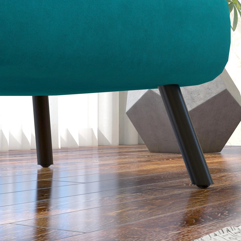 Poltrona Letto Singolo Reclinabile con Cuscino Sfoderabile in Tessuto Effetto Lino Blu Scuro