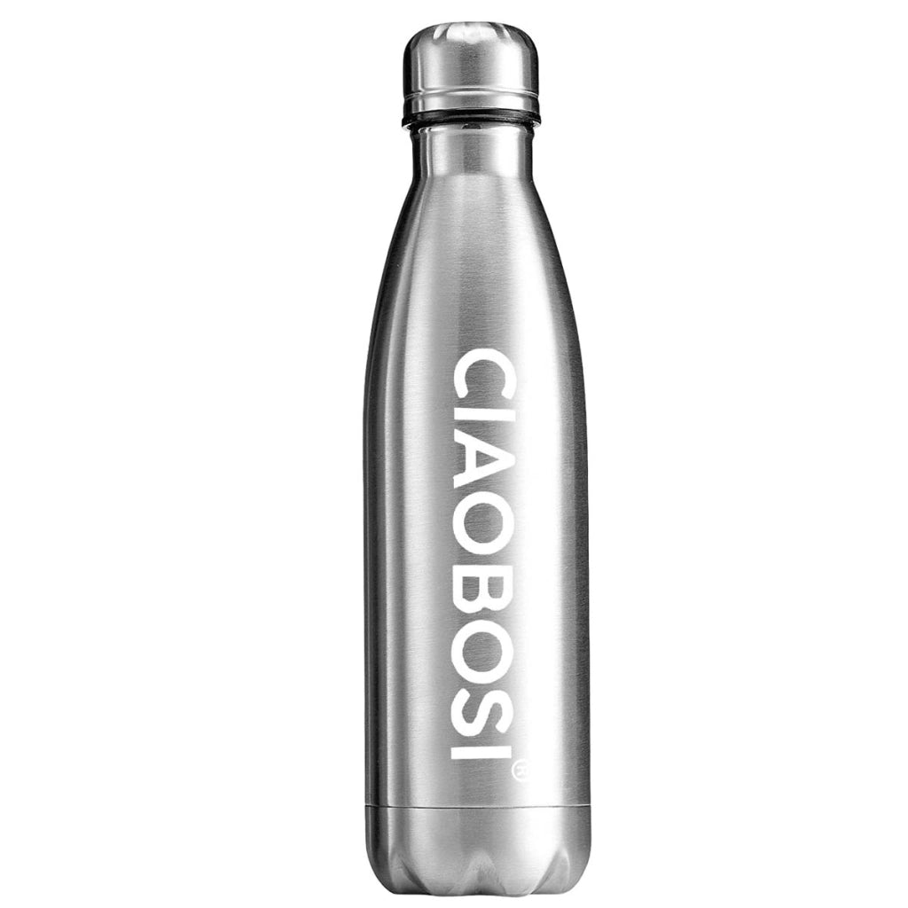 Bottiglia termica 500 ml design affusolato con tappo a prova di perdite Argento Avizar