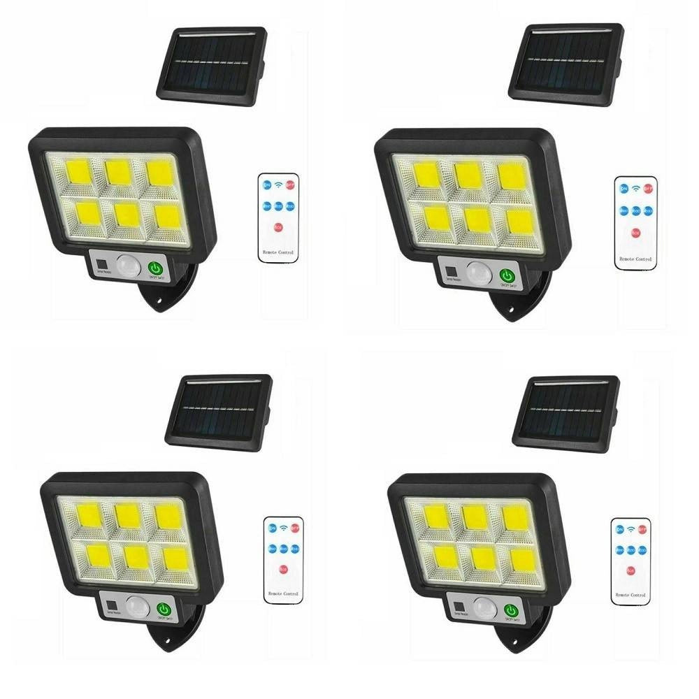 Trade Shop - Kit 4pz Faro Solare Led Con Pannello Faretto Sensore Di Movimento 96 Led Cob T09 -