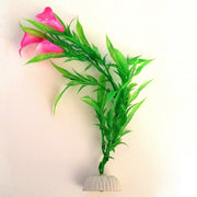 Trade Shop - Pianta 25 Cm Piantina Artificiale Per Acquario Piante Finte Plastica Fiore Rosa -