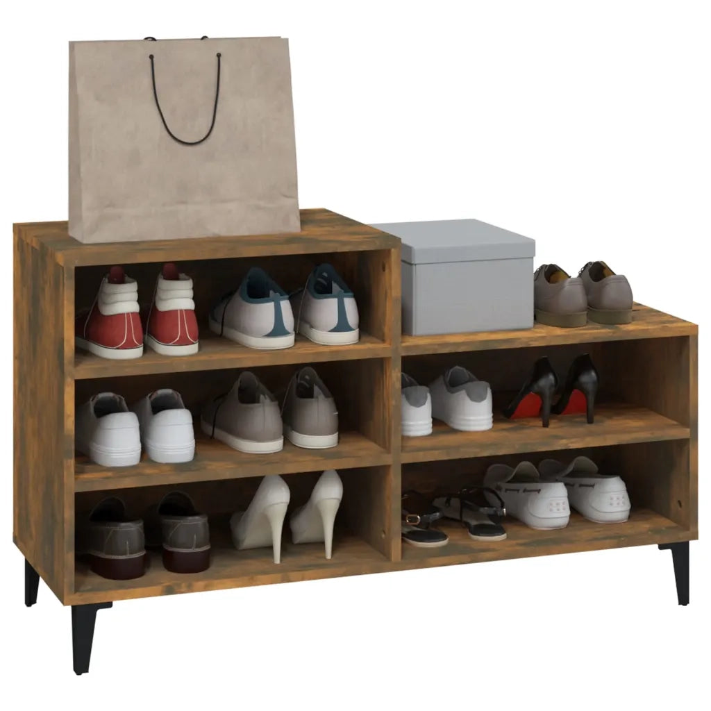 Scarpiera | Mobile per scarpe Rovere Fumo 102x36x60 cm in Legno Multistrato