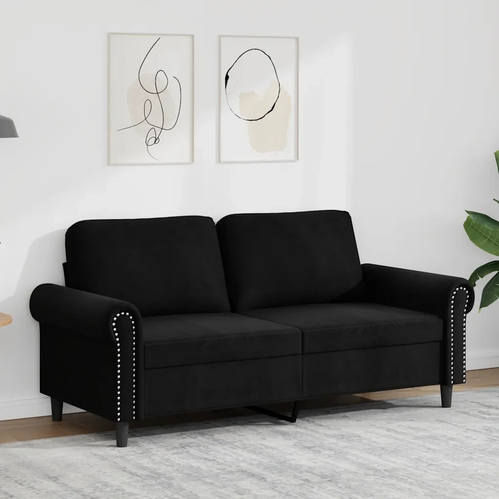 Divano a 2 Posti Nero 140 cm in Velluto 359534