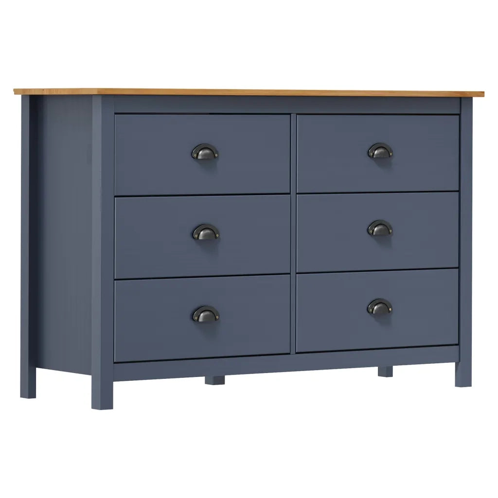 Credenza Hill Grigia 125x40x80 cm in Legno Massello di Pino cod mxl 68499