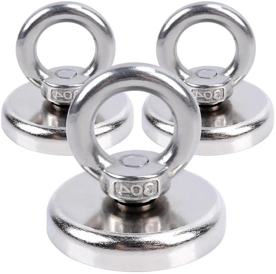 Set di magneti neodimio per pesca con magneti - Magnetizzatori forti - Magnetizzatori con anelli - Casa e officina - 3 pezzi - Extra forti