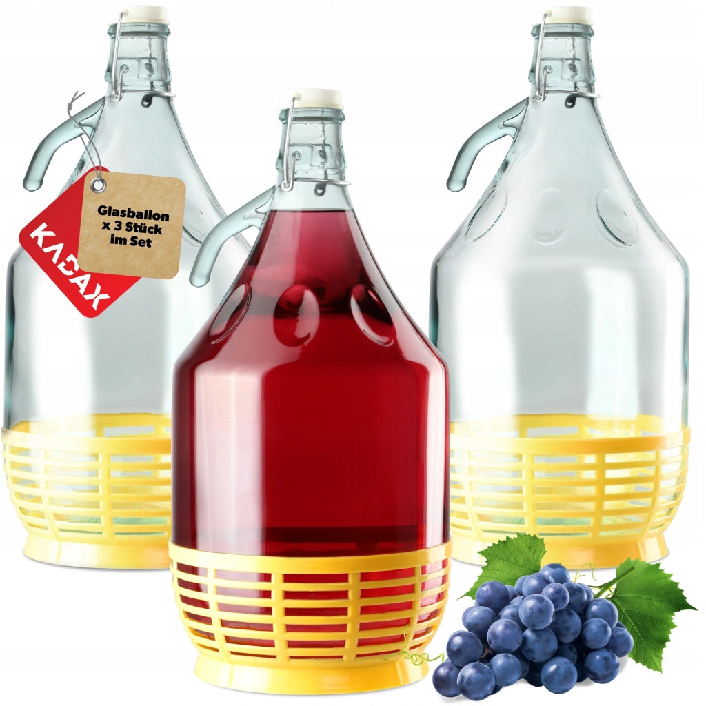 Bottiglia di vino KADAX 5L Palloncino Signora in un Cestino Bottiglia di vino + Tappo 3 pezzi