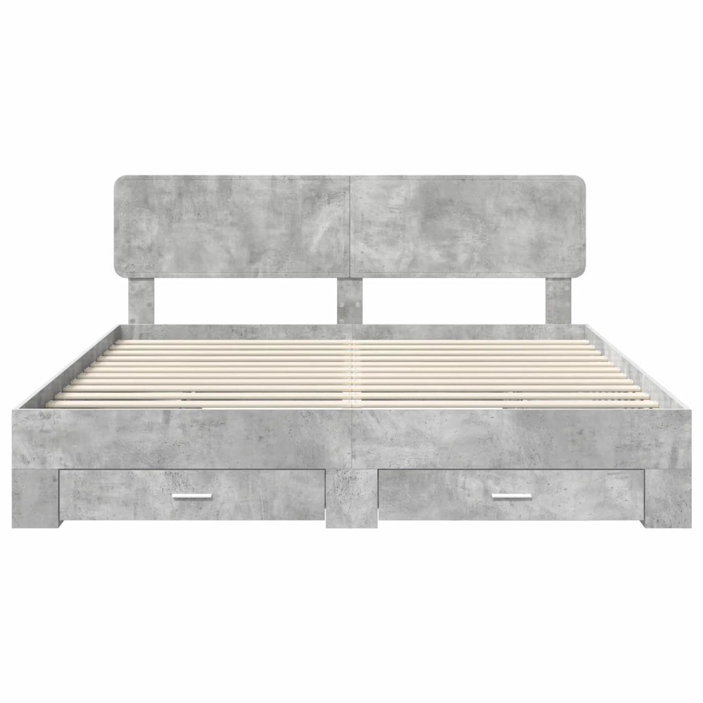 Struttura del letto con testiera Grigio cemento 200 x 200 cm 3412335