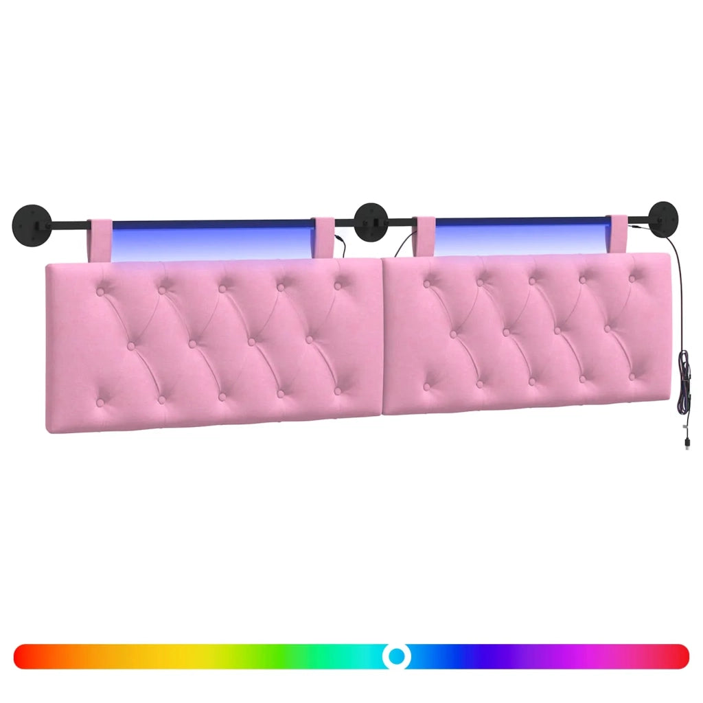 Testiera sospesa Con luce LED Rosa Tessuto