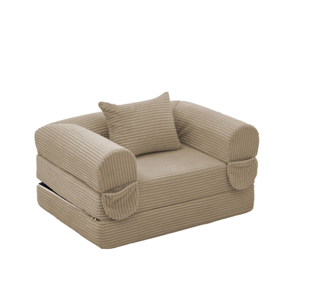 DIVANO LETTO 2 in 1 33x33x95 cm Marrone in velluto a coste con cuscino