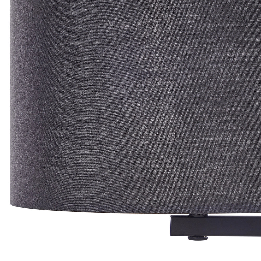 Lampada da Tavolo Nero Ferro Poliestere 49 cm Tamburo Paralume Comodino Luce da Comodino Camera da Letto Soggiorno Moderno
