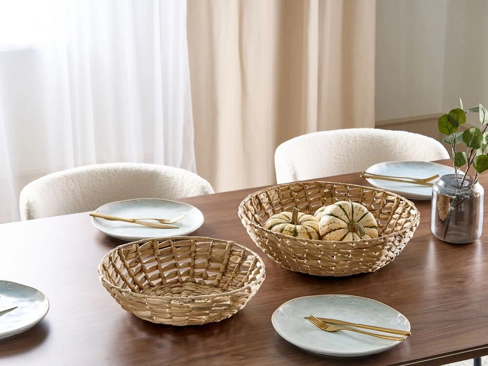 Set di 2 ciotole decorative rotonde in giacinto d'acqua chiaro accessori stile boho