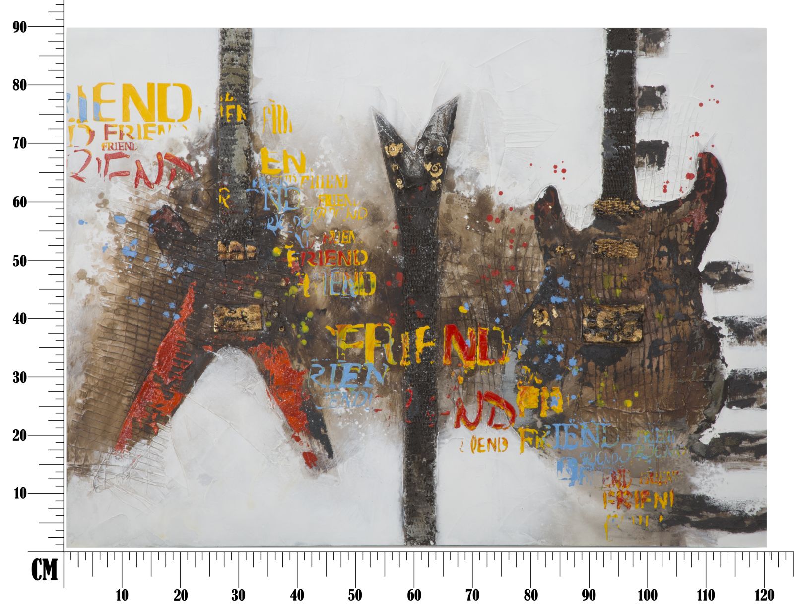 Dipinto su Tela Chitarre Arty 120x3,5x90 cm in Legno e Canvas