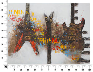 Dipinto su Tela Chitarre Arty 120x3,5x90 cm in Legno e Canvas