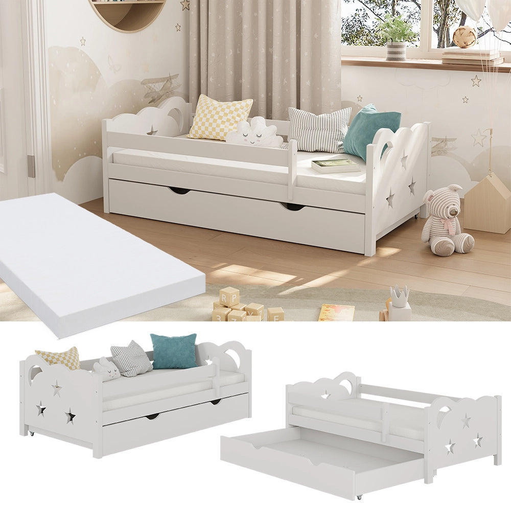 Vitalispa Letto per bambini Bianco 70x140 cm con cassetto e materasso