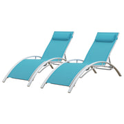 Set di 2 sedie a sdraio GALAPAGOS in textilene blu - alluminio bianco