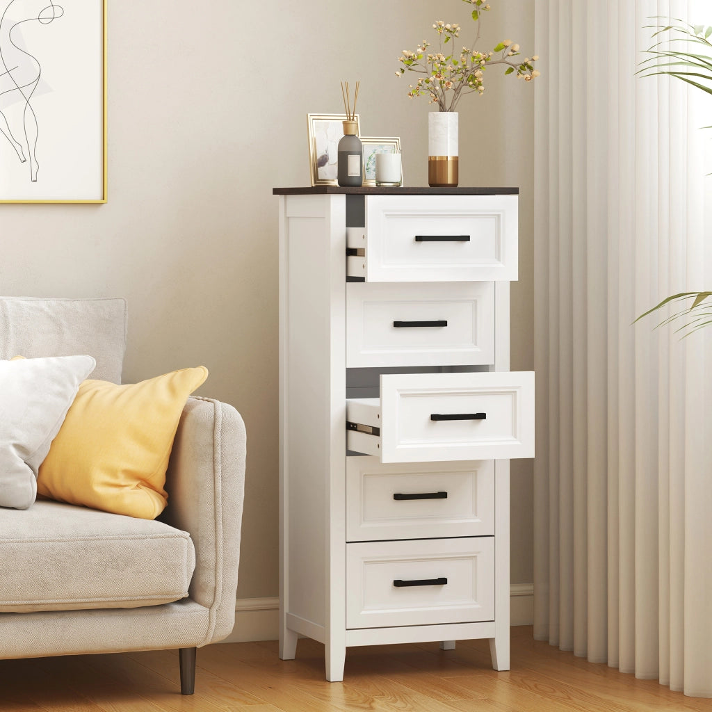 Cassettiera con 5 Cassetti ¨C zephmum ¨C Legno Massello Rovere Scuro 90x45x80 cm