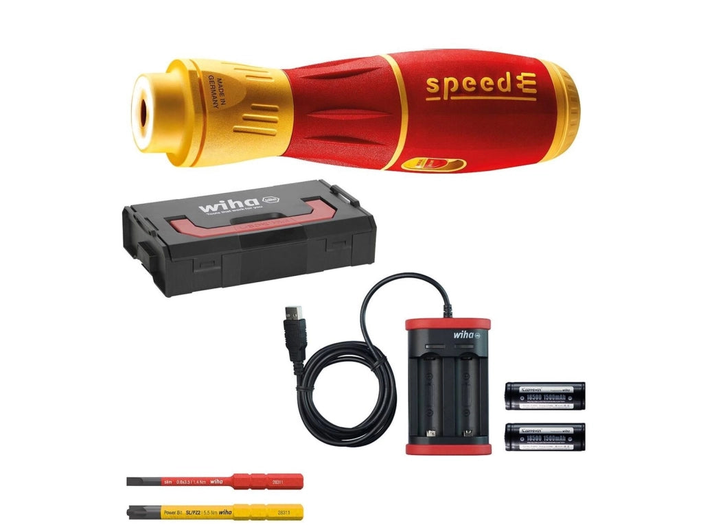 Wiha 44318 speedE II Cacciavite elettrico con impugnatura ergonomica SoftFinish e illuminazione LED integrata colore Rosso Giallo