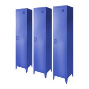 Set di 3 armadi camera industriale, 4 vani, blu