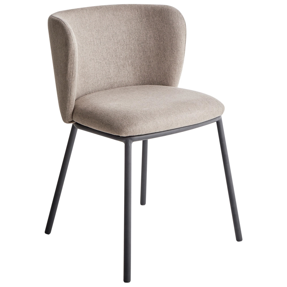Set di 2 sedie da pranzo in poliestere tortora Rivestimenti in metallo nero Gambe senza braccioli Schienale curvo Design moderno e contemporaneo