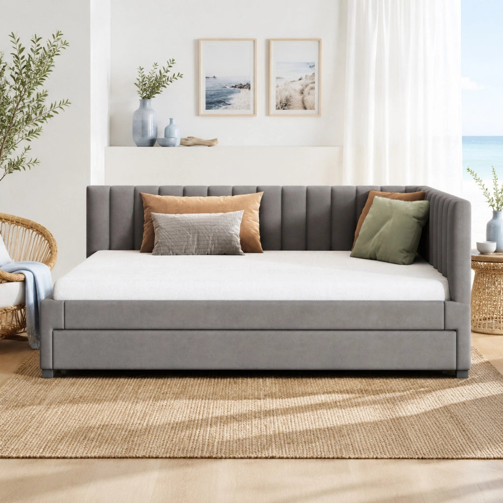 LETTO Divano letto estraibile 140x200 cm in velluto grigio