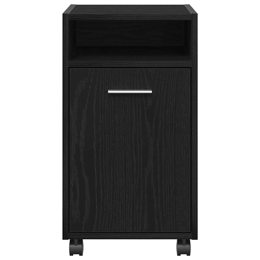 Armadio Laterale Su Ruote con ruota Rovere Nero 33 x 38 x 60 cm 862632