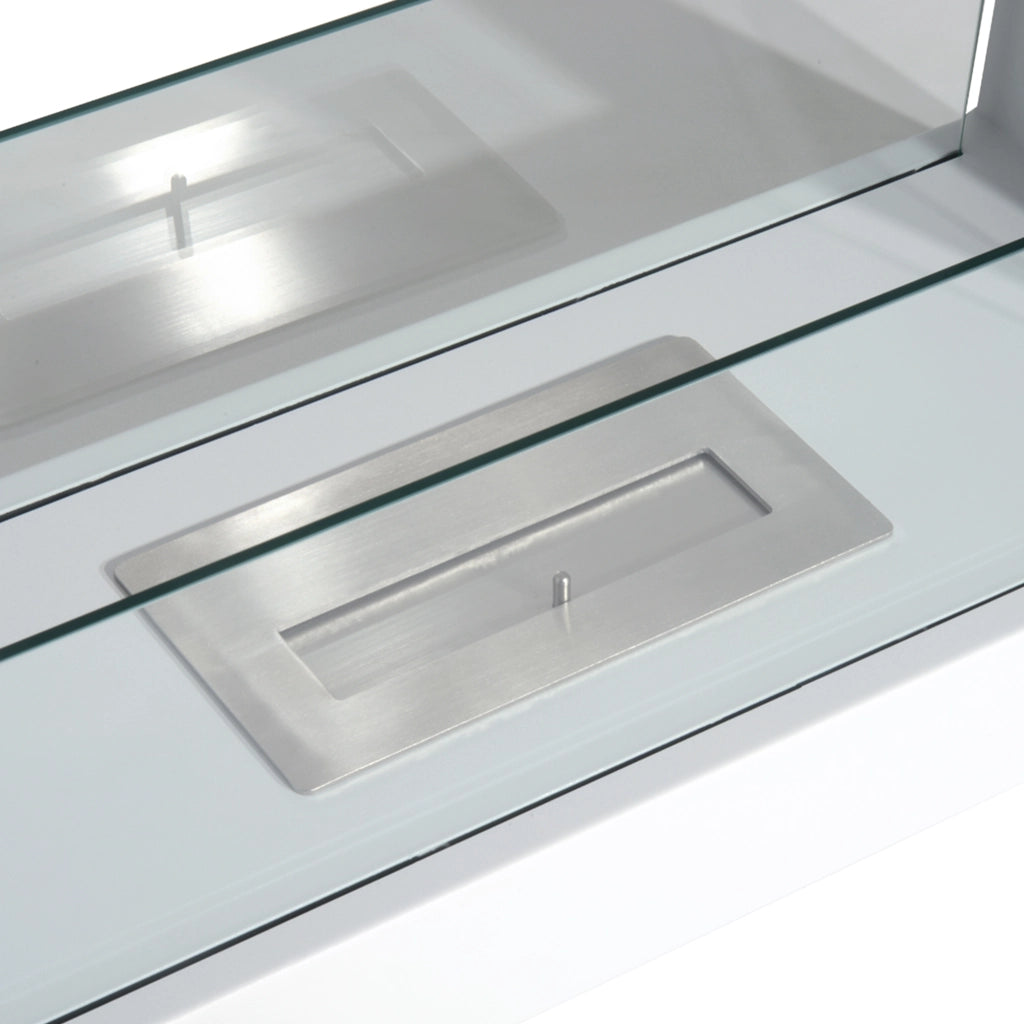 Caminetto Bioetanolo da Tavolo ¨C zephmum ¨C Acciaio Inossidabile Vetro 78x25x58 cm Bianco