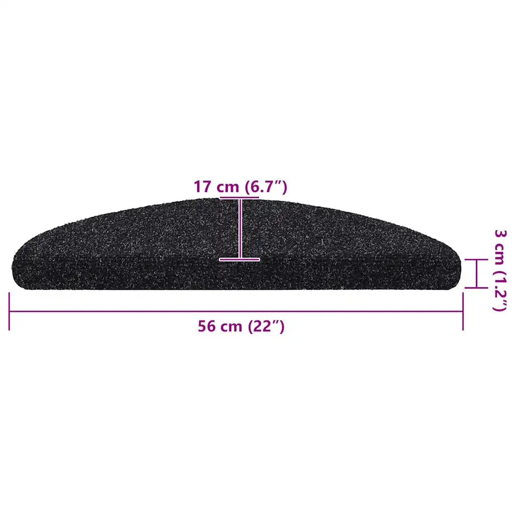 Tappetini per scale autoadesivi 10 pz 56x17x3 cm neri semicircolari 149679