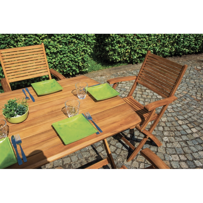 Set Di 2 Sedie Pietrasanta In Acacia Pieghevole Con Braccioli Moia