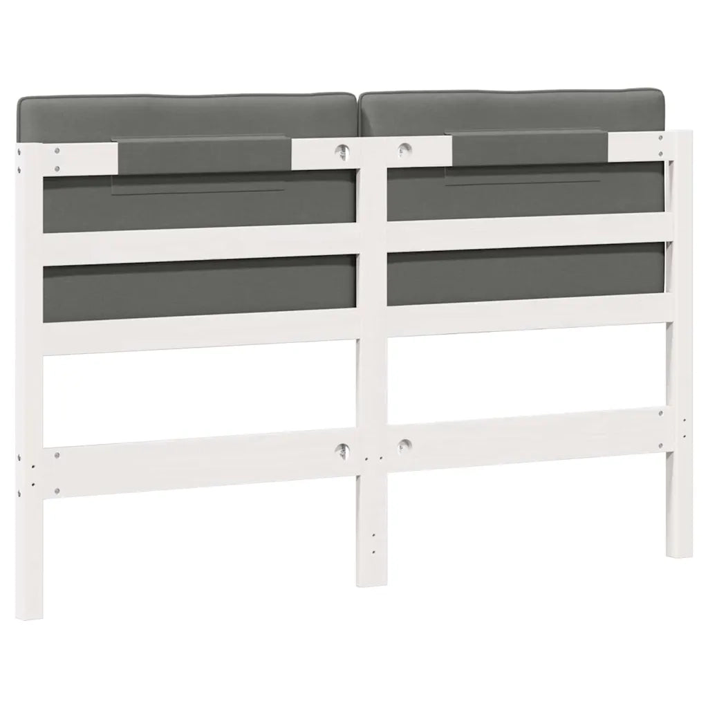 Testiera imbottita Bianco e grigio chiaro 135 cm Pino massello