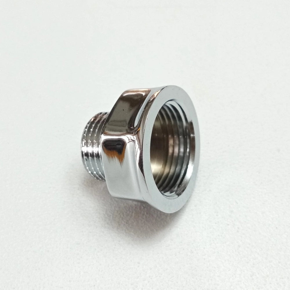 Prolunga ridotta da f 1'' x m 3/4'' sede piana in ottone cromato