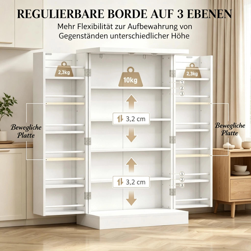 ARMADIO DA CUCINA con 2 ripiani regolabili 60 x 30 x 104 cm Bianco MDF