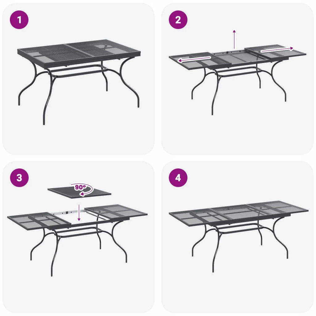 Set da Pranzo per Giardino 7 pcs Antracite Acciaio 3429144