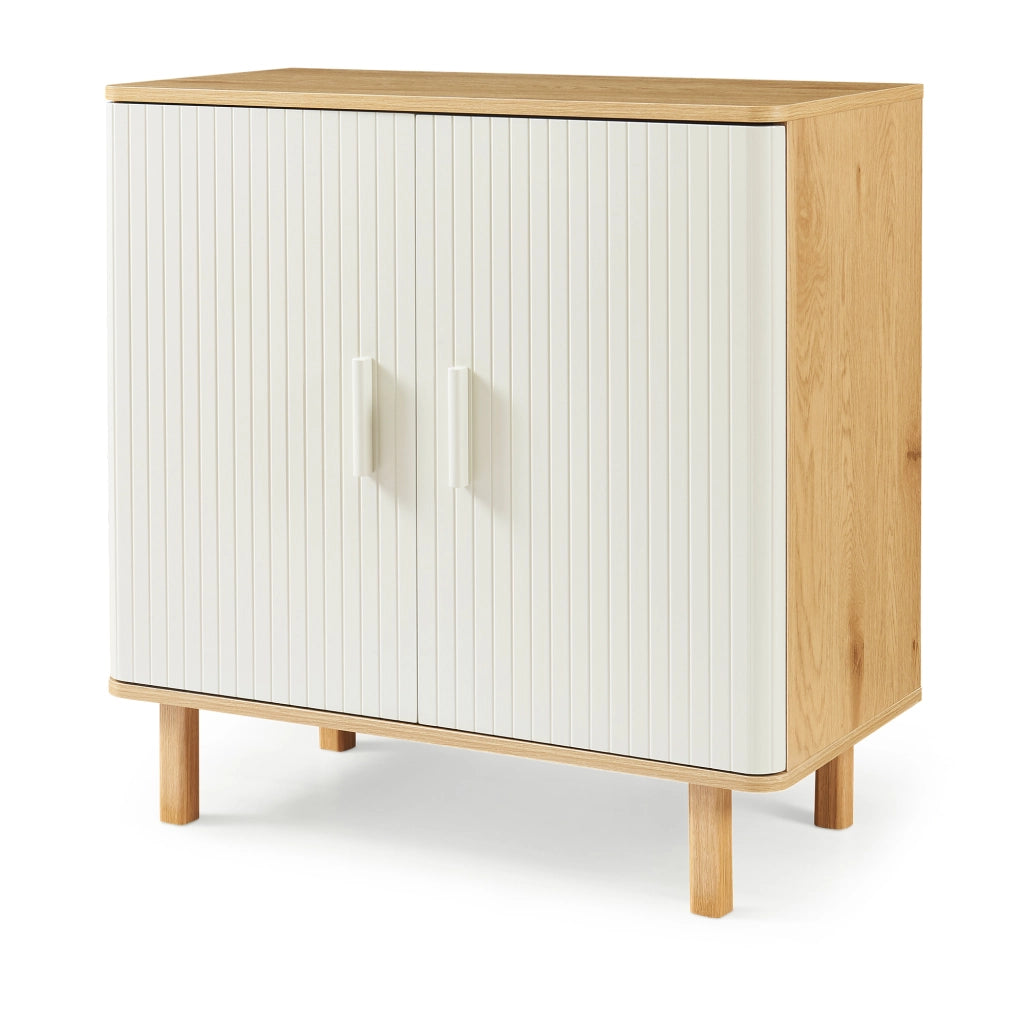 Credenza Ferrersp a 2 Ante Mobile Contenitore 80 x 80 x 40 cm - Effetto Rovere / Avena Oatmeal [en.casa]