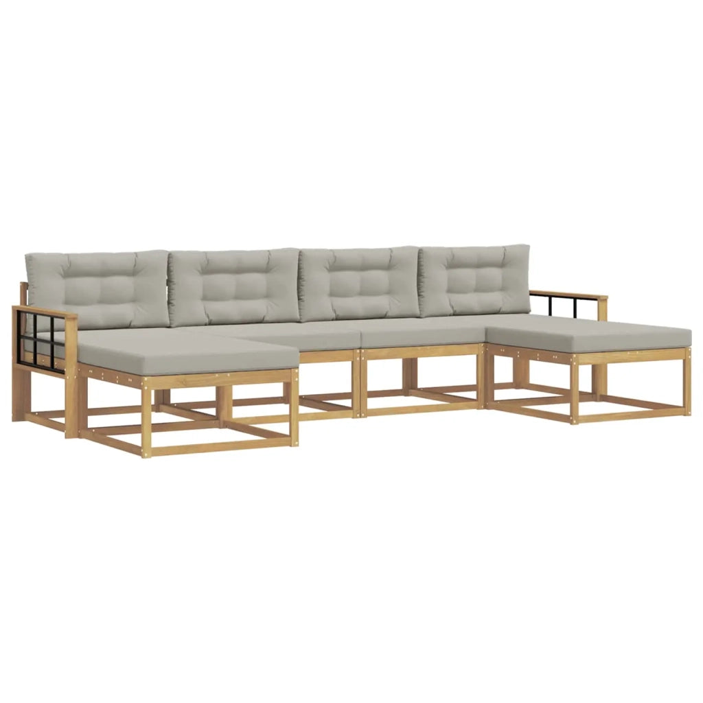 Set di divani da esterno 6 pz Bianco e Grigio Chiaro 3386840