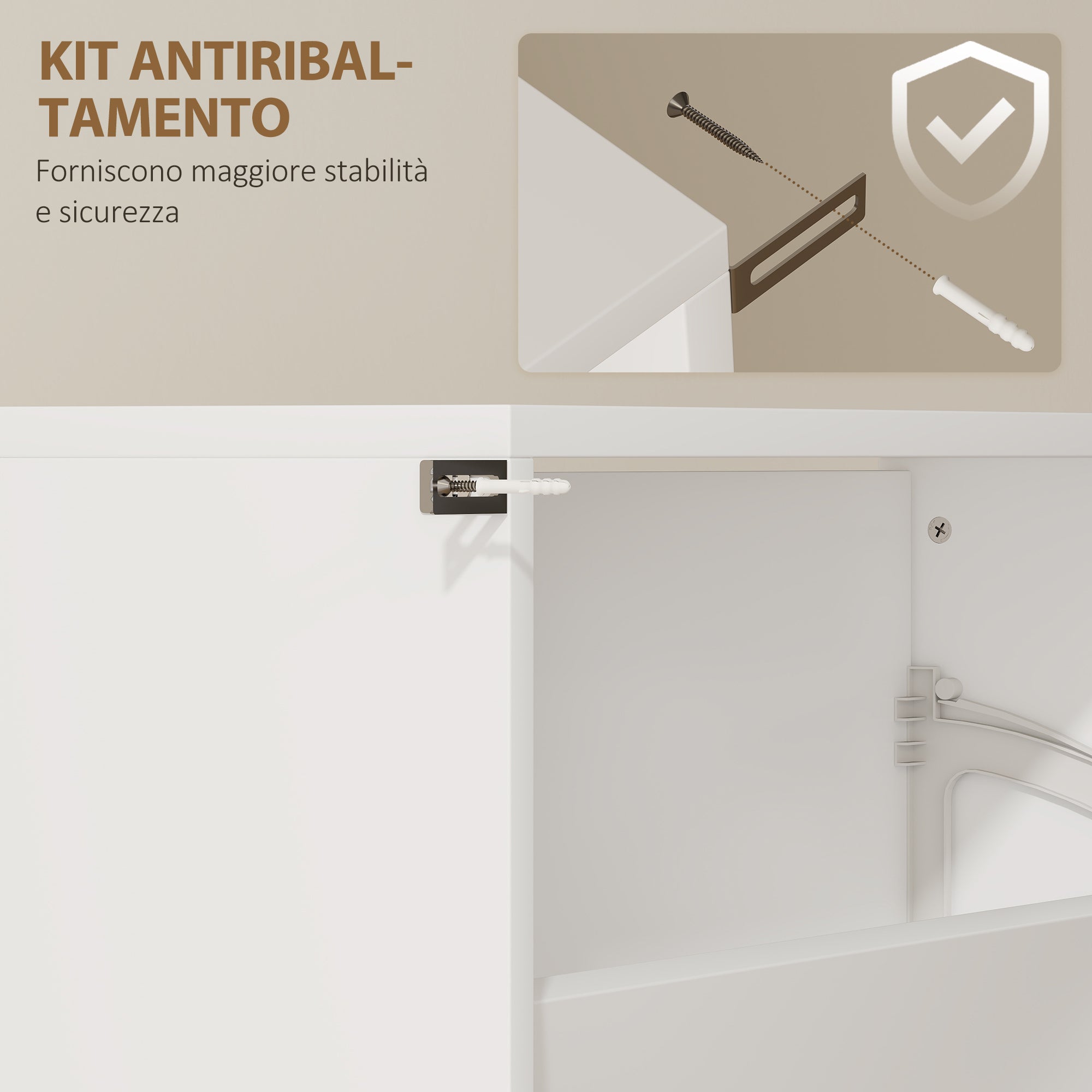 Scarpiera a Specchio 63x17x146 cm a 4 Ante Antiribaltamento in Legno Bianco