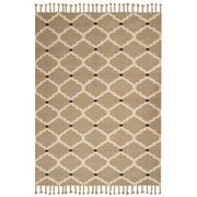 Tappeto di juta intrecciata in cotone naturale beige con nappe a motivo geometrico 200 x 300 cm stile boho camera da letto soggiorno