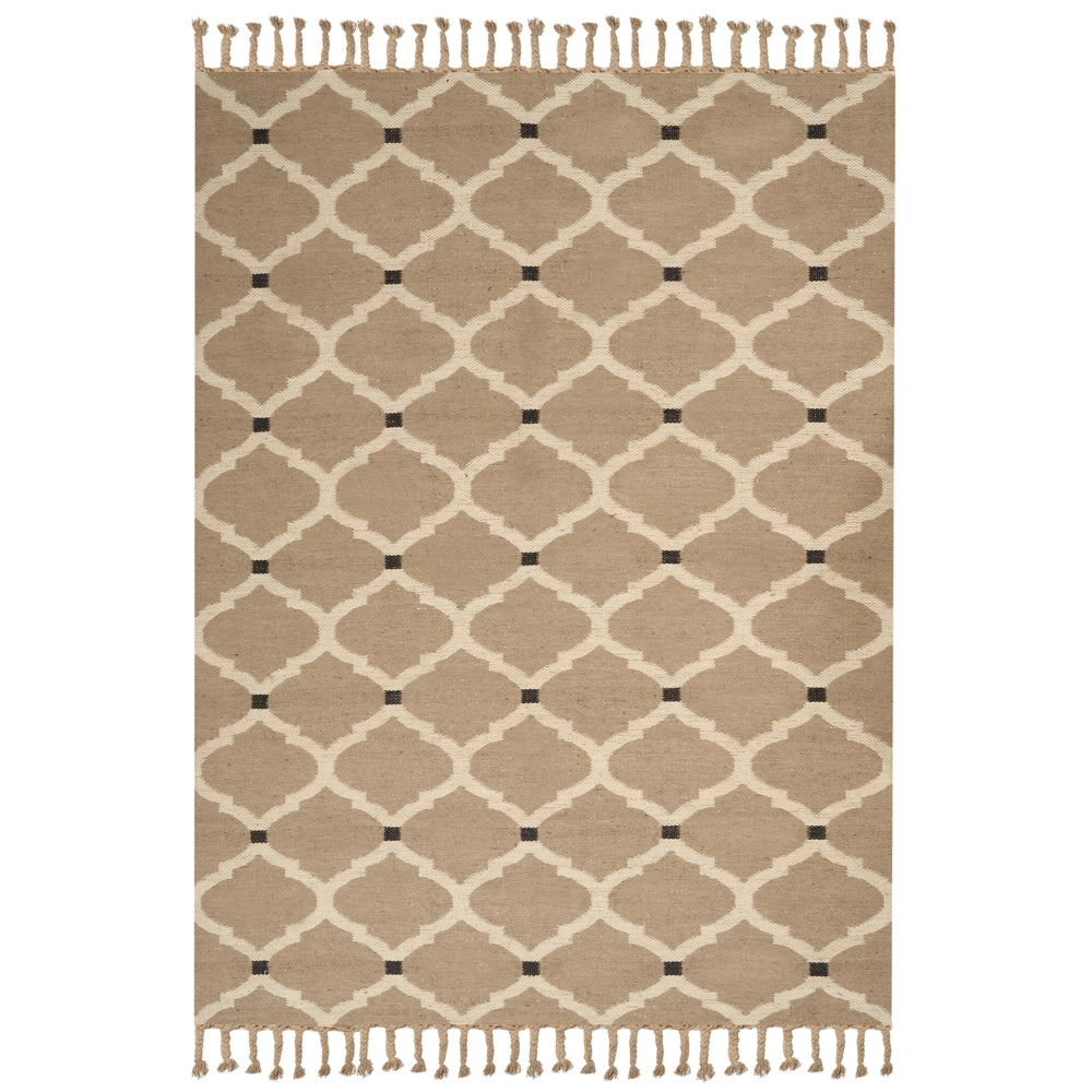 Tappeto di juta intrecciata in cotone naturale beige con nappe a motivo geometrico 200 x 300 cm stile boho camera da letto soggiorno