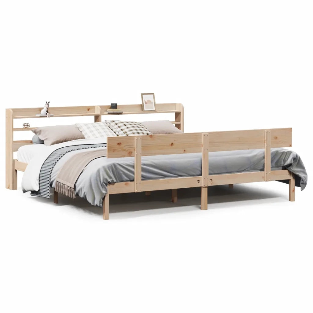 Letto senza Materasso-Struttura Letto 200x200 cm in Legno Massello di Pino 481782